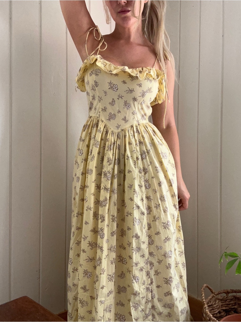 Doen Yellow Floral Maxi Dress